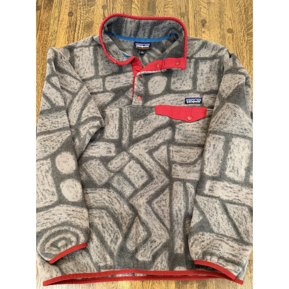 Patagonia Synchilla Snap-T Pullover Fleece Jacket Size L Tribal Stone Pattern